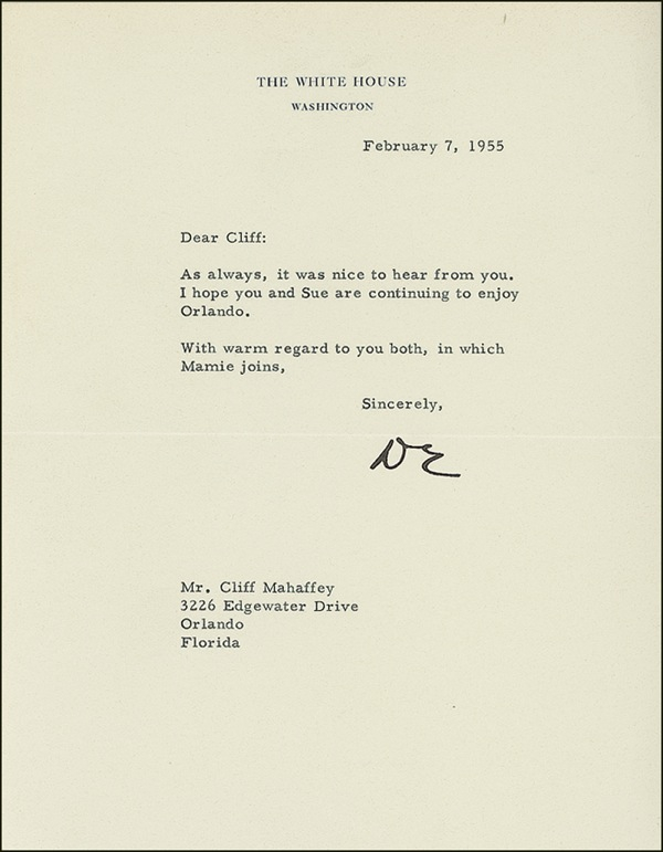 Lot 37 Dwight D. Eisenhower Typed Letter Signed