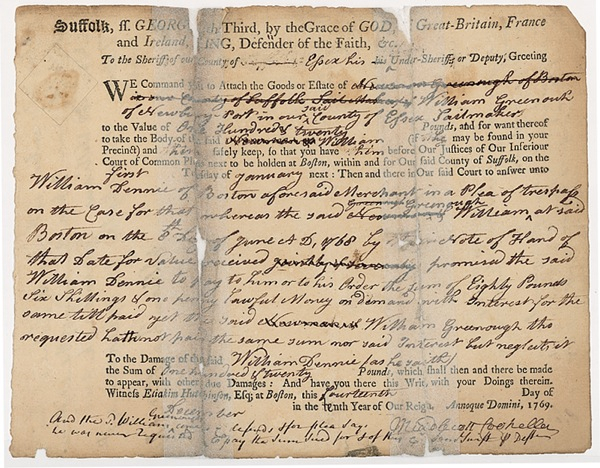 Lot 276 James Otis Endorsement