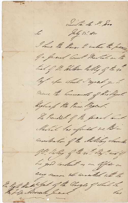Lot 313 Duke of Wellington Handwritten Letter Signed