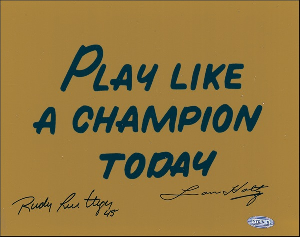 Lot 1505 Dan “Rudy” Ruettiger and Lou Holtz Signed Photograph