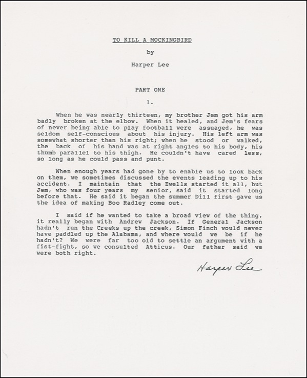 Lot 593 Harper Lee Souvenir Typescript