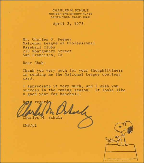 Lot 699 Charles Schulz Typed Letter Signed