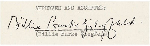 Lot 953 Billie Burke Signed Document