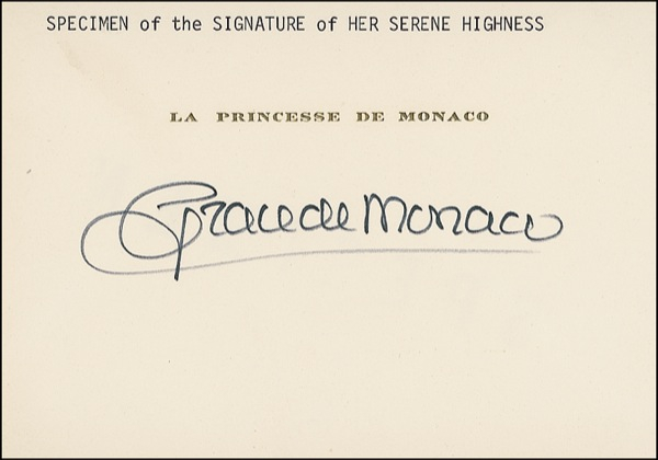 Lot 1090 Grace Kelly Signature