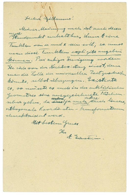 Lot 203 Albert Einstein defends his Theory of Relativity against a longtime bitter rival and critic: ?Careful contemplation will convince you of the non-existence of a t to which the role of universal time could be ascribed?