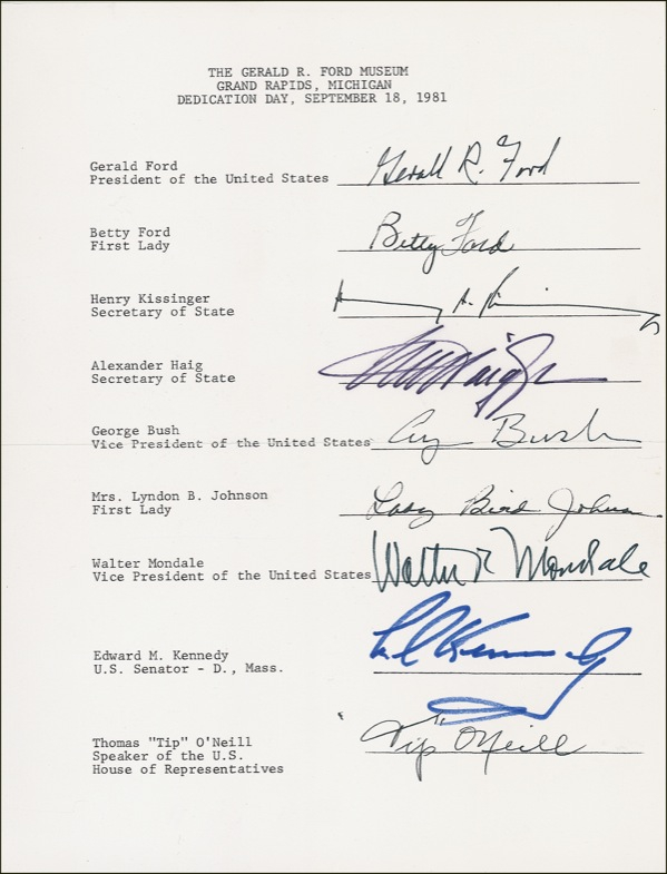Lot 43 Gerald Ford and Friends Signature