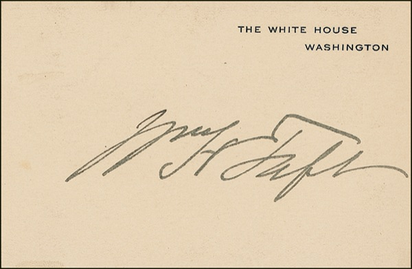Lot 123 William H. Taft White House Card