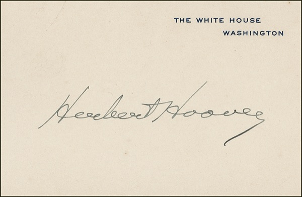 Lot 60 Herbert Hoover White House Card