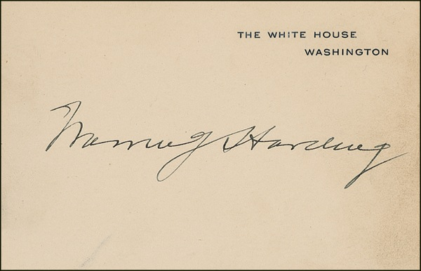 Lot 53 Warren G. Harding White House Card