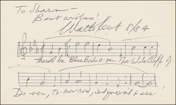 Lot 800 Walter Kent Signed Musical Quote