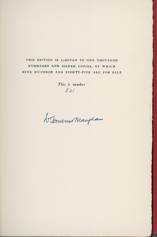 Lot 598 W. Somerset Maugham Book