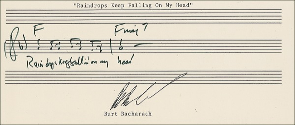 Lot 720 Burt Bacharach Signed Musical Quote