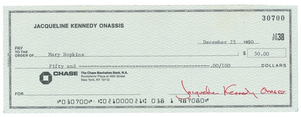 Lot 70 Jacqueline Kennedy: Christmas cash from Jackie O