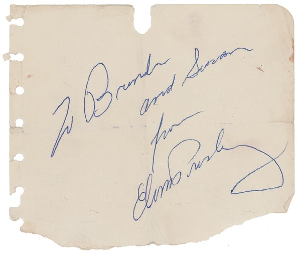Lot 835 Elvis Presley: The ?King? signs for his fans