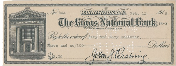 Lot 381 John J. Pershing Check