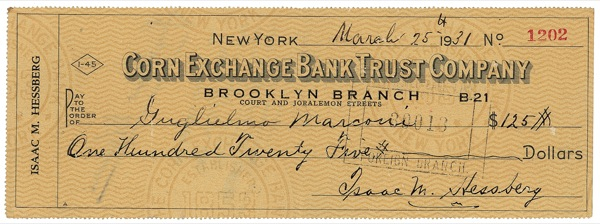 Lot 257 Guglielmo Marconi Endorsement