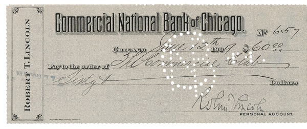 Lot 251 Robert Todd Lincoln Check