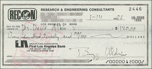 Lot 410 Buzz Aldrin Check