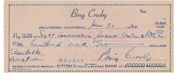 Lot 979 Bing Crosby Check