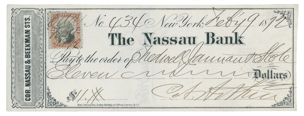 Lot 5 Chester A. Arthur Check