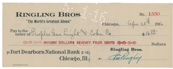 Lot 1165 Charles Ringling Check