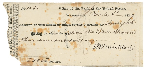 Lot 136 Martin Van Buren Endorsement