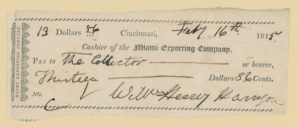 Lot 57 William Henry Harrison Check