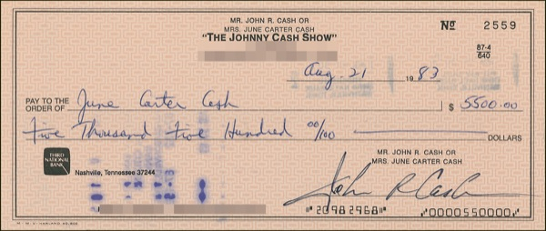 Lot 755 Johnny and June Carter Cash: Cash for June in August from Cash