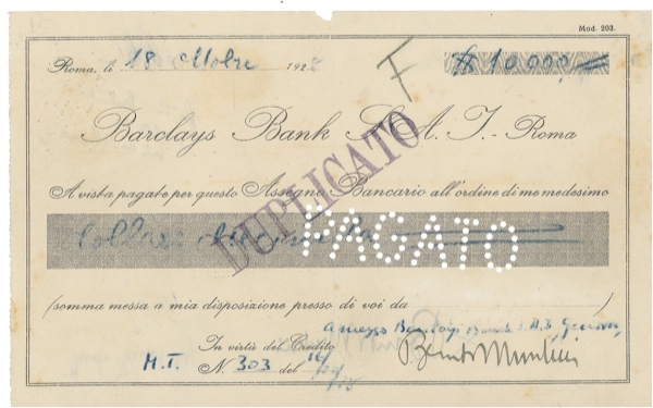 Lot 267 Benito Mussolini: With his uncommon full signature