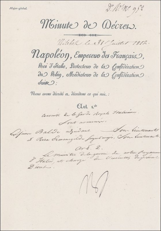 Lot 270 Napoleon: Promoting an officer less than two months before he invaded Moscow