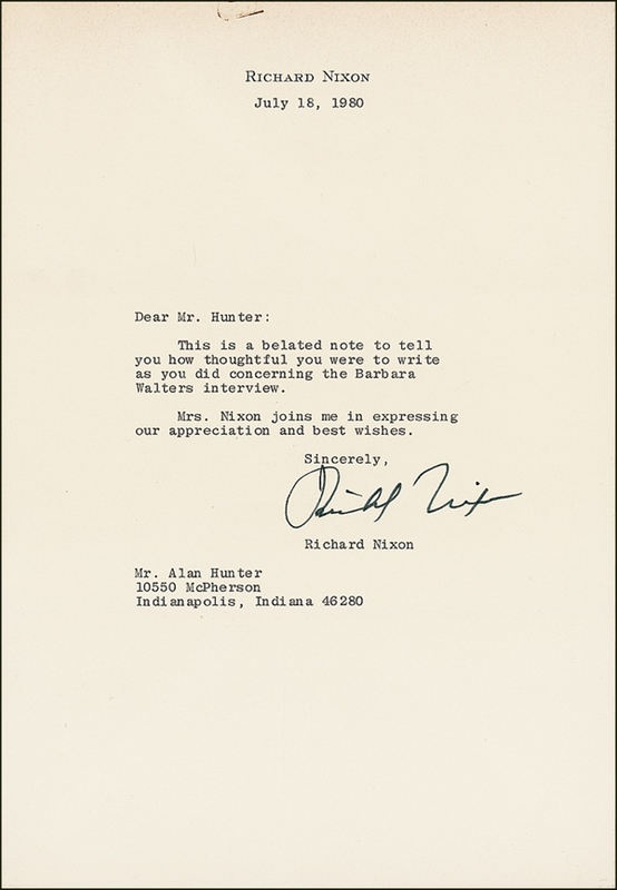 Lot 96 Richard Nixon: The Barbara Walters treatment