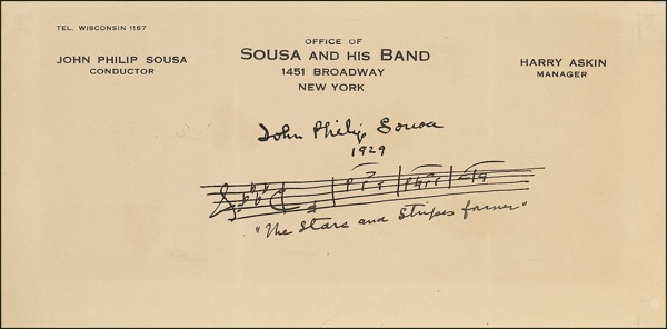 Lot 861 John Philip Sousa: Quoting his most famous work