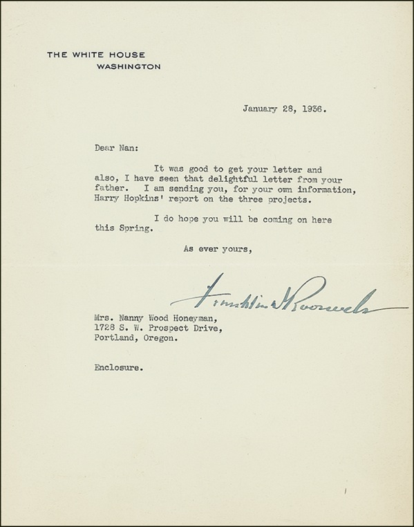 Lot 113 Franklin D. Roosevelt Typed Letter Signed
