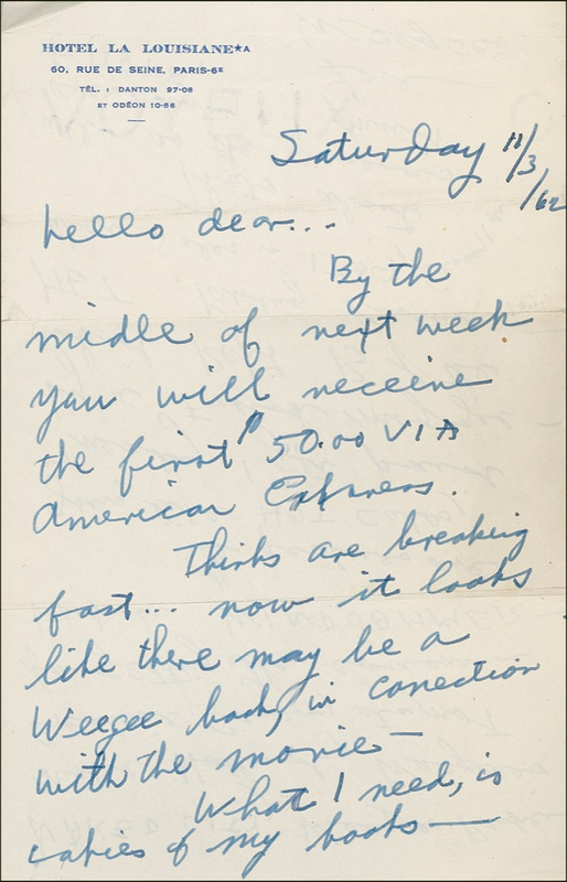 Lot 645 Weegee: “The cameras are waiting & I must emote”