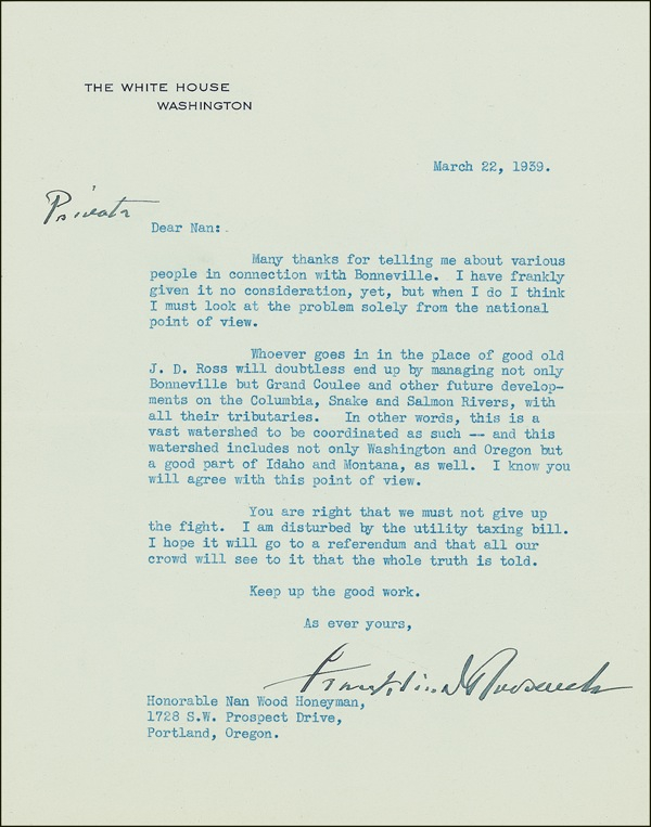 Lot 114 Franklin D. Roosevelt Typed Letter Signed