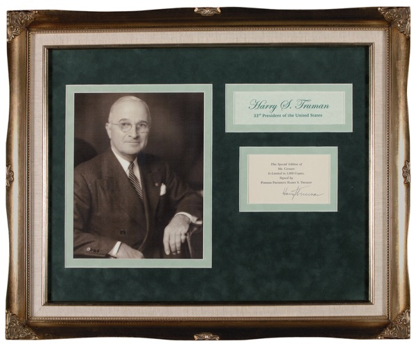 Lot 133 Harry S. Truman Signed Book Page