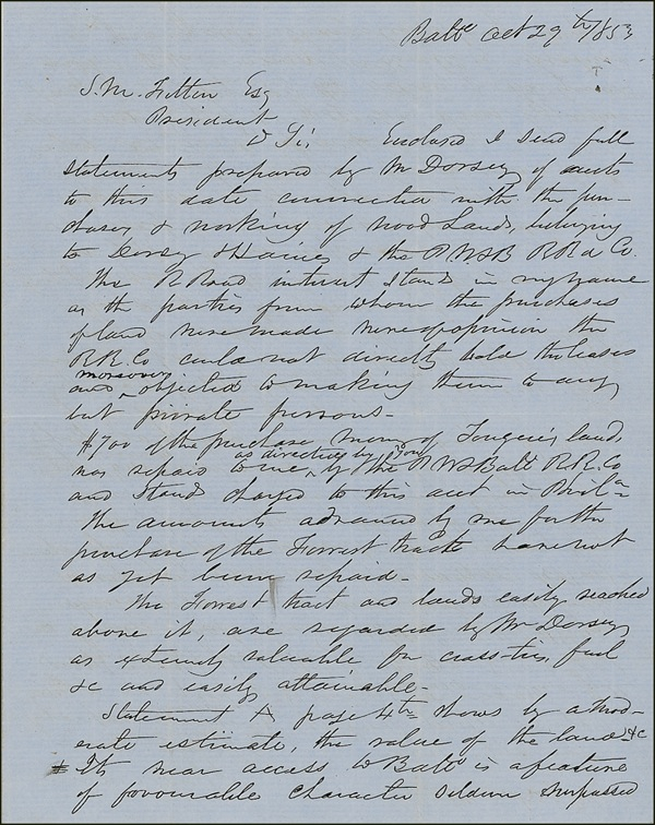 Lot 397 Isaac R. Trimble: Investment opportunities in timberland a decade before the Civil War