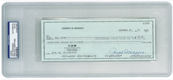 Lot 1362 Joe DiMaggio Check