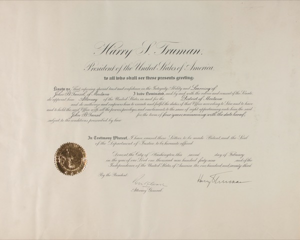 Lot 134 Harry S. Truman Signed Document