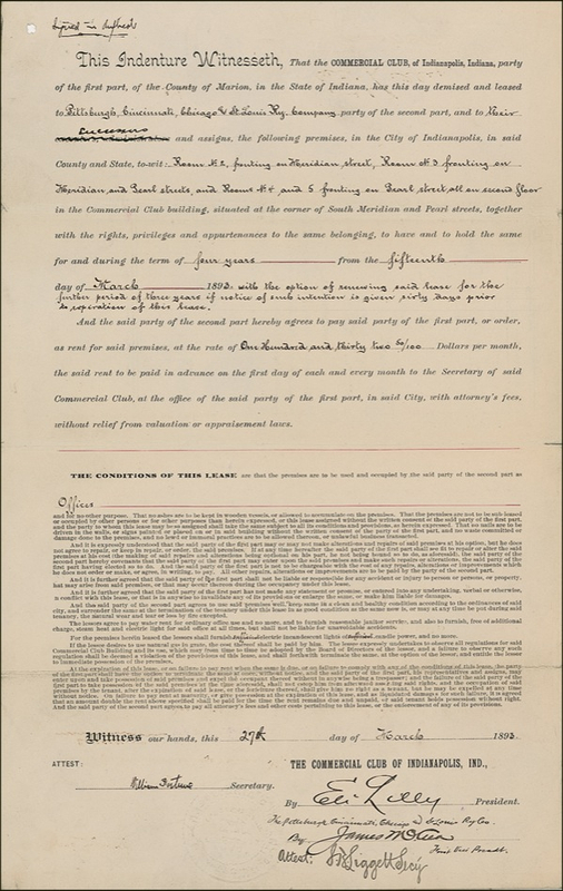 Lot 249 Eli Lilly: Drugstore solider: Signed document from the Civil War veteran?turned?pharmaceutical tycoon