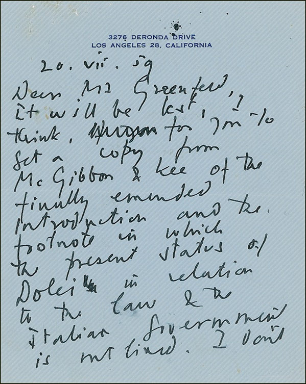 Lot 583 Aldous Huxley Handwritten Letter Signed