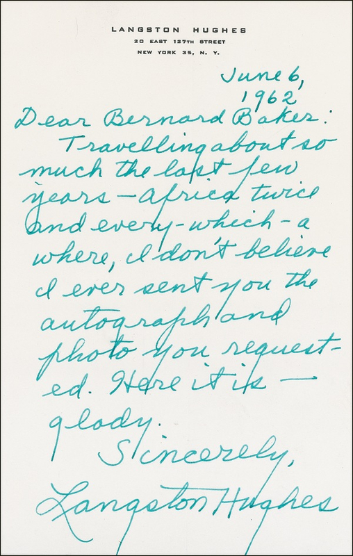 Lot 582 Langston Hughes Handwritten Letter Signed