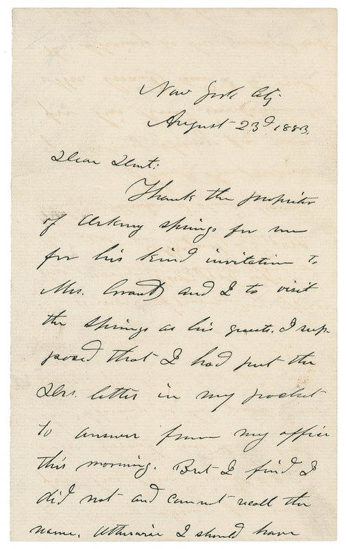 Lot 51 U. S. Grant: Westward Ho: “On Thursday next I start for the Pacific Coast, over the North Pacific Road”