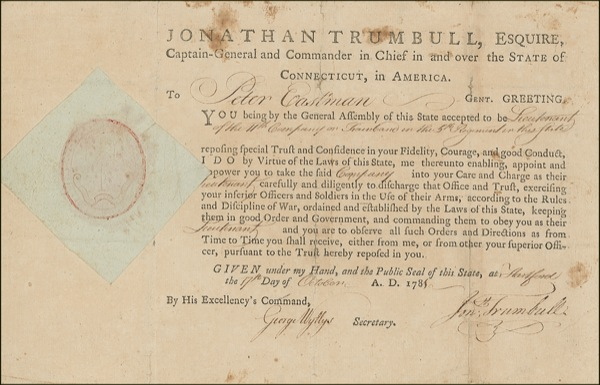 Lot 299 Jonathan Trumbull Signed Document