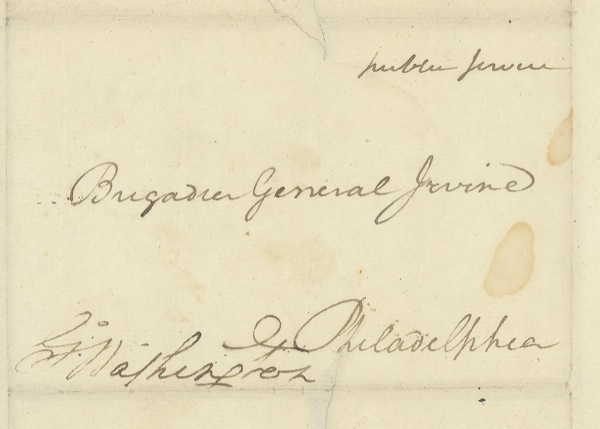 Lot 140 George Washington: Washington franks a letter to General William Irvine