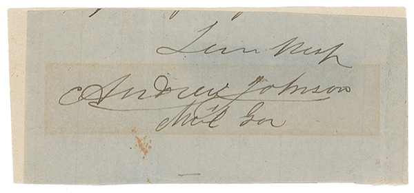 Lot 68 Andrew Johnson Signature