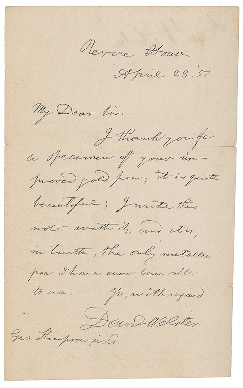 Lot 311 Daniel Webster Handwritten Letter Signed