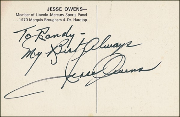 Lot 1476 Jesse Owens Signed Photograph