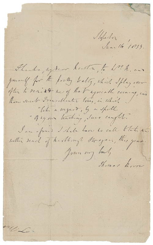 Lot 606 Thomas Moore: ?Like a wizard, by a spell of my own teaching, I was caught?
