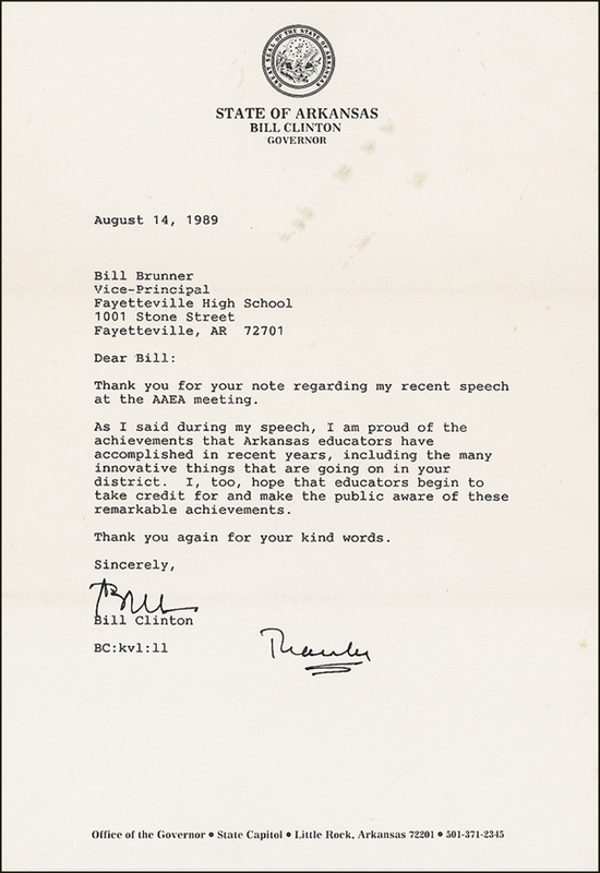 Lot 29 Bill Clinton Typed Letter Signed